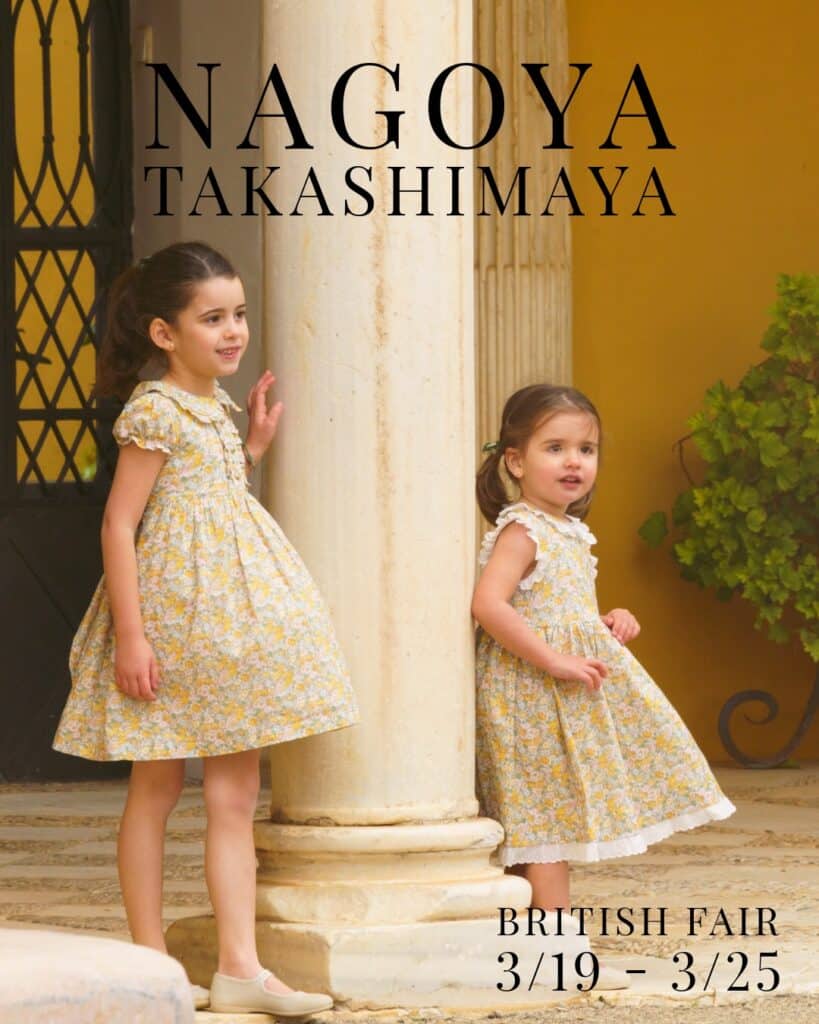 ジェイアール名古屋タカシマヤ「英国展2026」■期間：3月19日（木）〜3月25日（水）■場所：ジェイアール名古屋タカシマヤ 10階 催会場店頭では、リバティプリントの『Juliet dress』『Maria Dress』の2点を先行販売いたします♡繊細に描かれたバラやマーガレット、アサガオなどの花々が優雅に広がる、タイムレスな佇まいのリバティプリント「Leontyne Dream」。可憐でエレガントなワンピースですその他、男の子アイテムや人気のヘアアクセサリー、新作リバティバッグもご用意しております。期間中、税込30,000円以上お買い上げの方にオリジナル『リバティ柄 ポケットティッシュカバー』をプレゼント（なくなり次第終了）英国ブランドのAmaia Kidsを、ぜひ英国展で皆様のご来店を心よりお待ちしております。#アマイアキッズ #amaiakids #amaiajapan #名古屋タカシマヤ #英国展@amaia_japan⁡▼オンラインショップhttps://amaia.jp