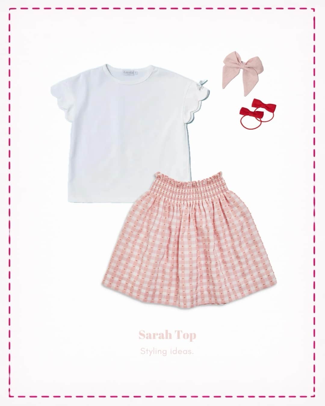 Sarah top🫧どんなボトムスとも美しく馴染む、Amaiaらしい可愛いリボンがアクセントのTシャツ🦢スカートにもパンツにも合わせやすく、女の子のスタイリングをさりげなく引き立ててくれます♡春夏らしいリネンのヘアアクセサリーも合わせていかがですか#アマイアキッズ #amaiakids #amaiajapan #英国子供服 #ヘアアクセサリー @amaia_japan⁡▼オンラインショップhttps://amaia.jp